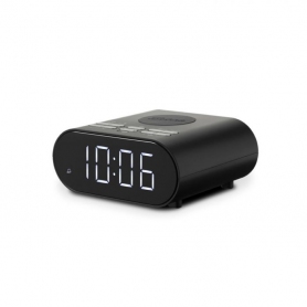 Roberts Wireless charge FM clock BT With Phone Charger in Black